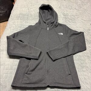 The North Face Hooded Jacket, Zip-Up, Knit, Gray, Pockets, Size M